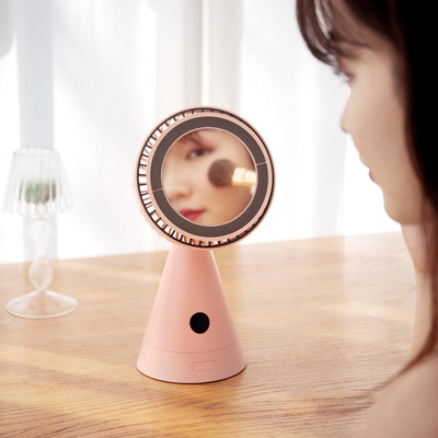 Rumah Tangga Kantor Magnetik Rechargeable Table Fan Oscillation Fan Usb Makeup Mirror
