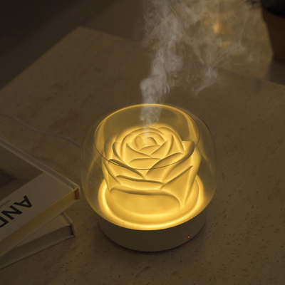 400ml 7 Warna-warni Lampu Malam LED Diffuser Minyak Esensial Aroma Diffuser Desain Bunga Aromaterapi Diffuser