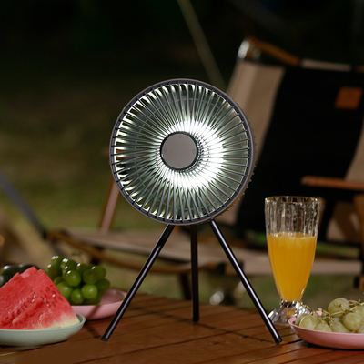 Led Light Floor Standing Fans Camping 10000mAh Baterai Kipas Tripod Isi Ulang