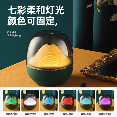 600 ml Grosir Dekoratif Nirkabel Serat Kayu Ultrasonik Beraroma Minyak Esensial Kamar Aroma Diffuser Lampu LED Berwarna-warni