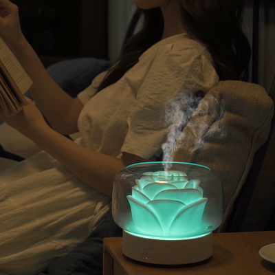400ml 7 Warna-warni Lampu Malam LED Diffuser Minyak Esensial Aroma Diffuser Desain Bunga Aromaterapi Diffuser